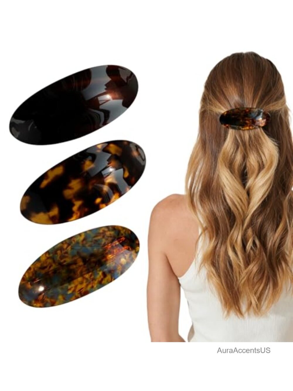 French Hair Barrettes for Women Large Acetate Clips Non Slip